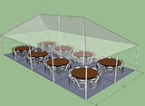 20 x 40 FRAME TENT PKG. 80 WHITE CHAIRS, 8 TABLES 20 x 40 FRAME TENT PKG. 80 WHITE CHAIRS, 8 TABLES